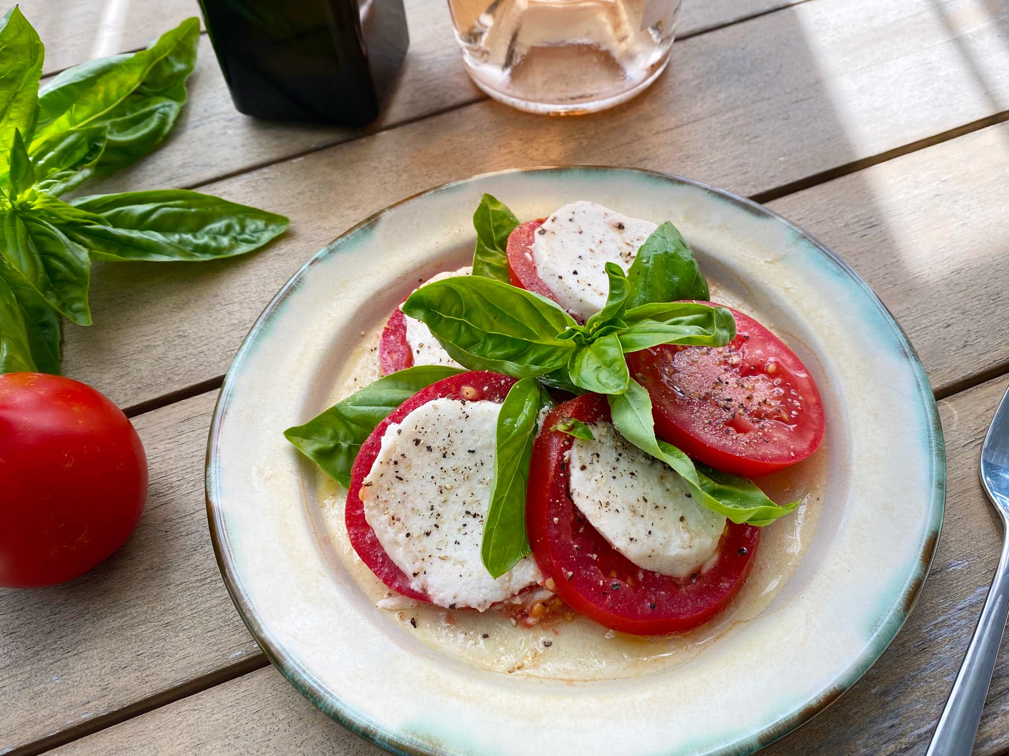A plate of caprese salad